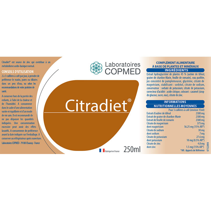 Étiquette Citradiet® Étiquette Citradiet®