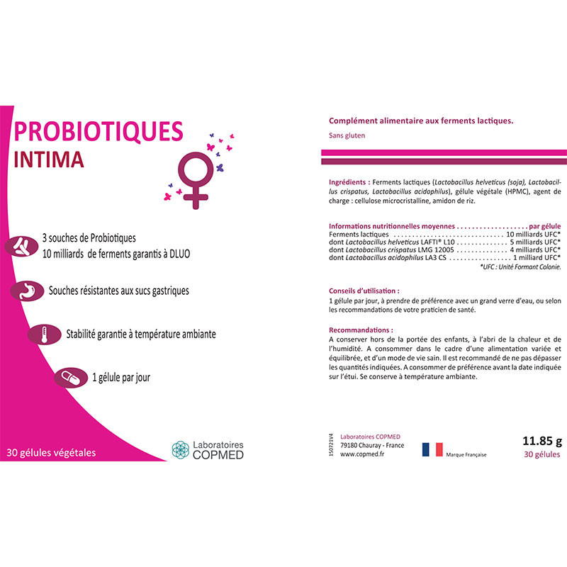 Étiquette Probiotiques intima Étiquette Probiotiques intima