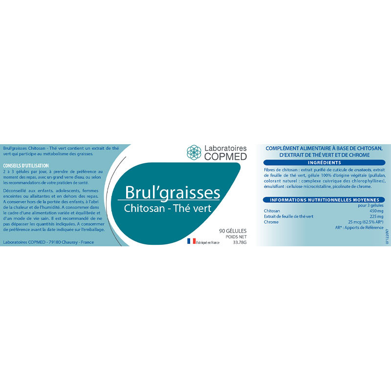 Étiquette Brul'graisses Chitosan - Thé vert Étiquette Brul'graisses Chitosan - Thé vert