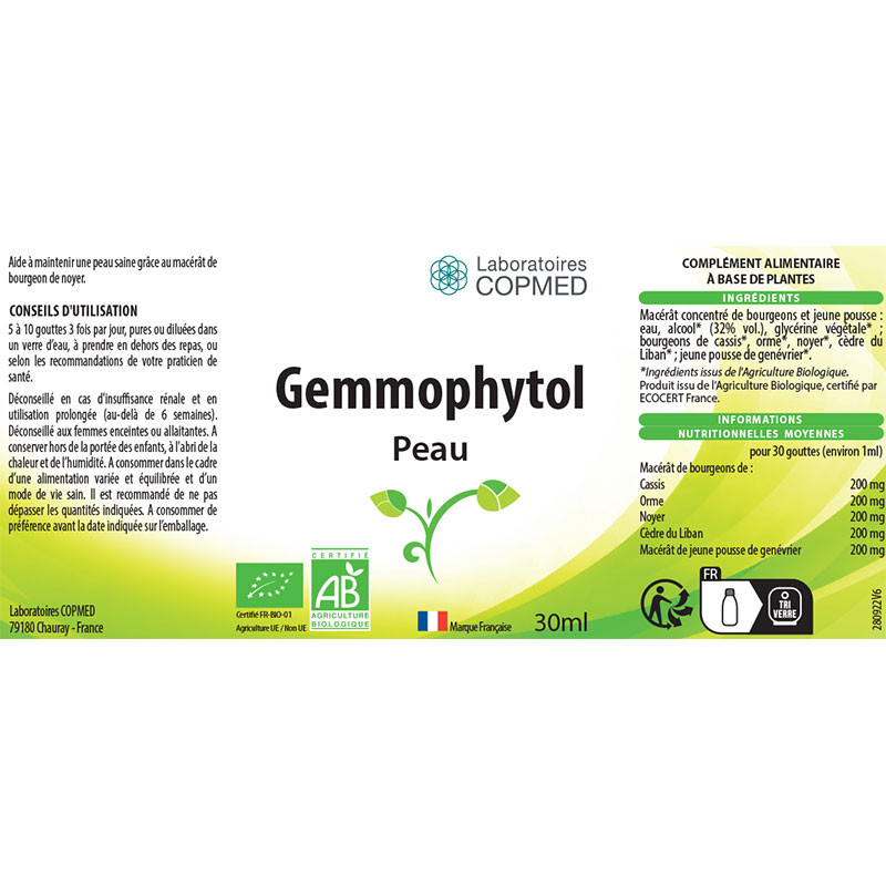 Étiquette Gemmophytol Peau Étiquette Gemmophytol Peau