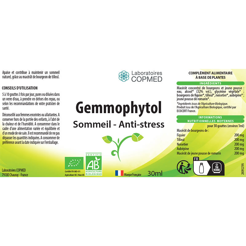 Étiquette Gemmophytol sommeil - anti-stress Étiquette Gemmophytol sommeil - anti-stress