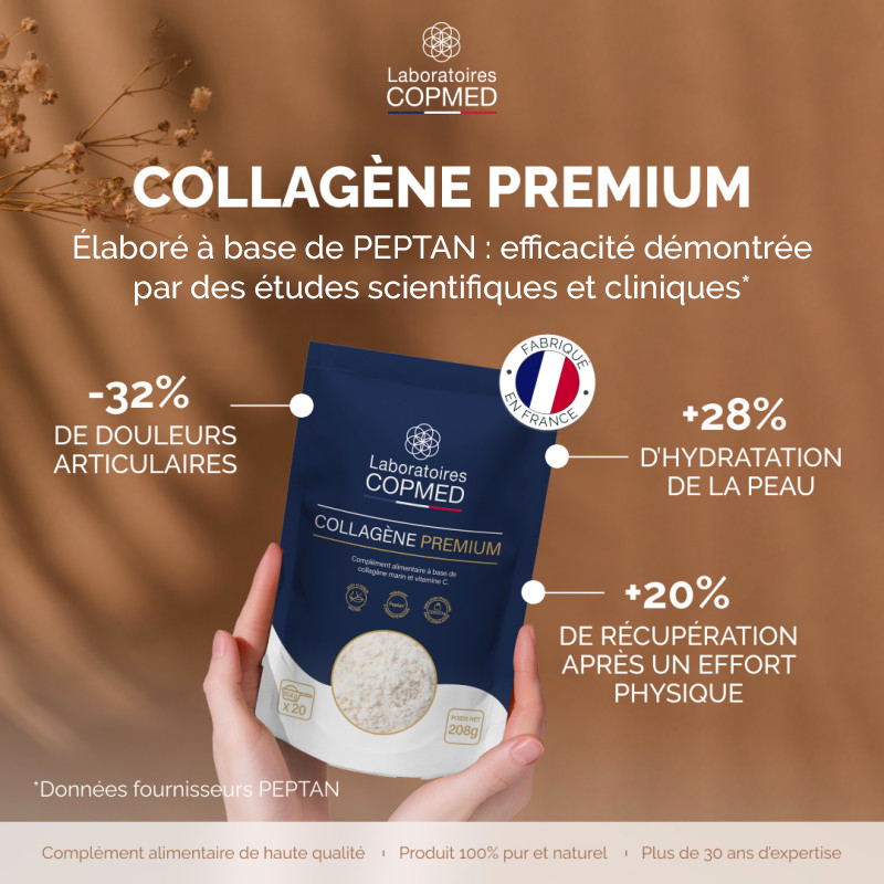 L'efficacité de Collagène Premium des Laboratoires COPMED est prouvée grâce à l'actif PEPTAN L'efficacité de Collagène Premium des Laboratoires COPMED est prouvée grâce à l'actif PEPTAN