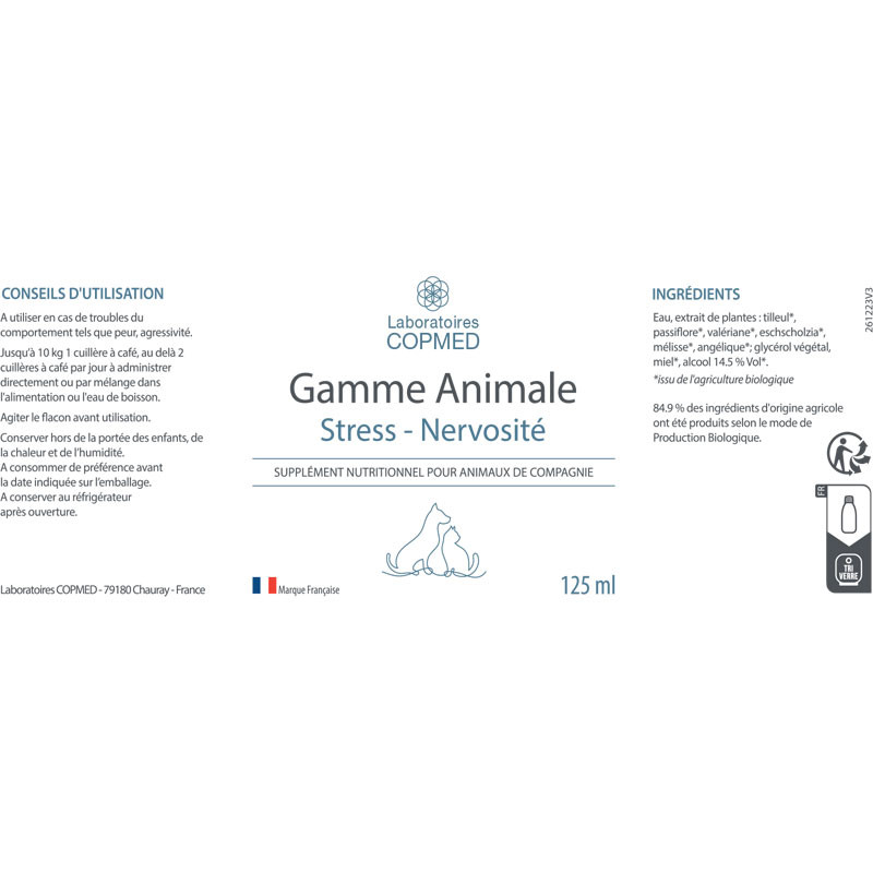 Etiquette Gamme animale stress - nervosité