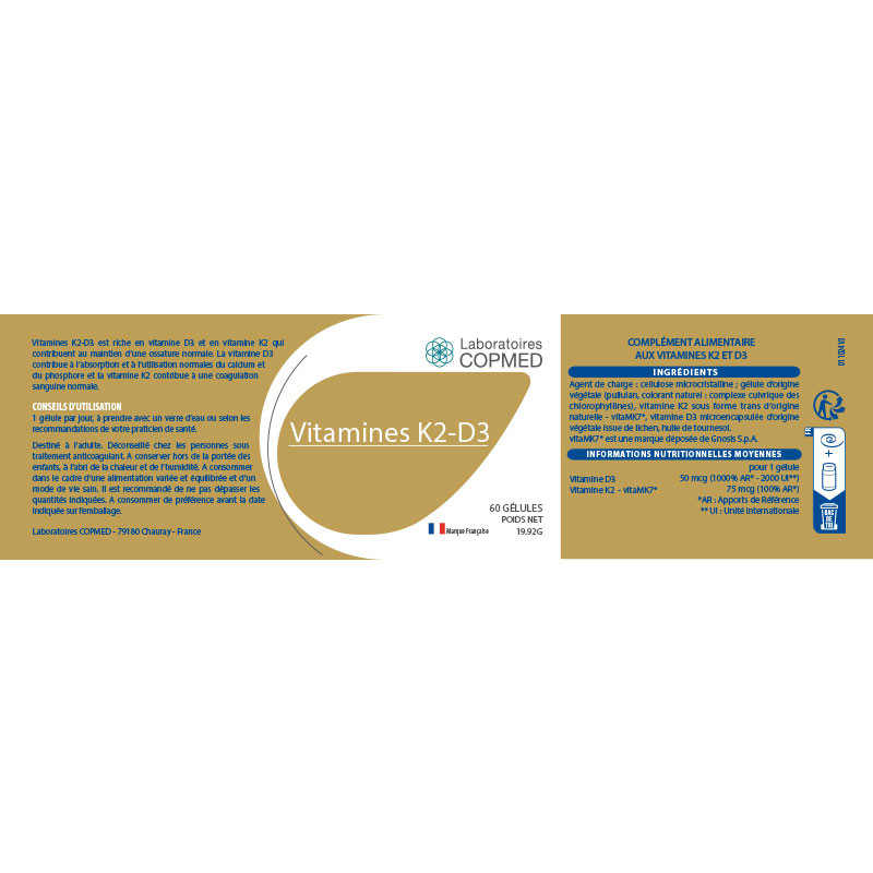 Étiquette Vitamines K2-D3 Étiquette Vitamines K2-D3