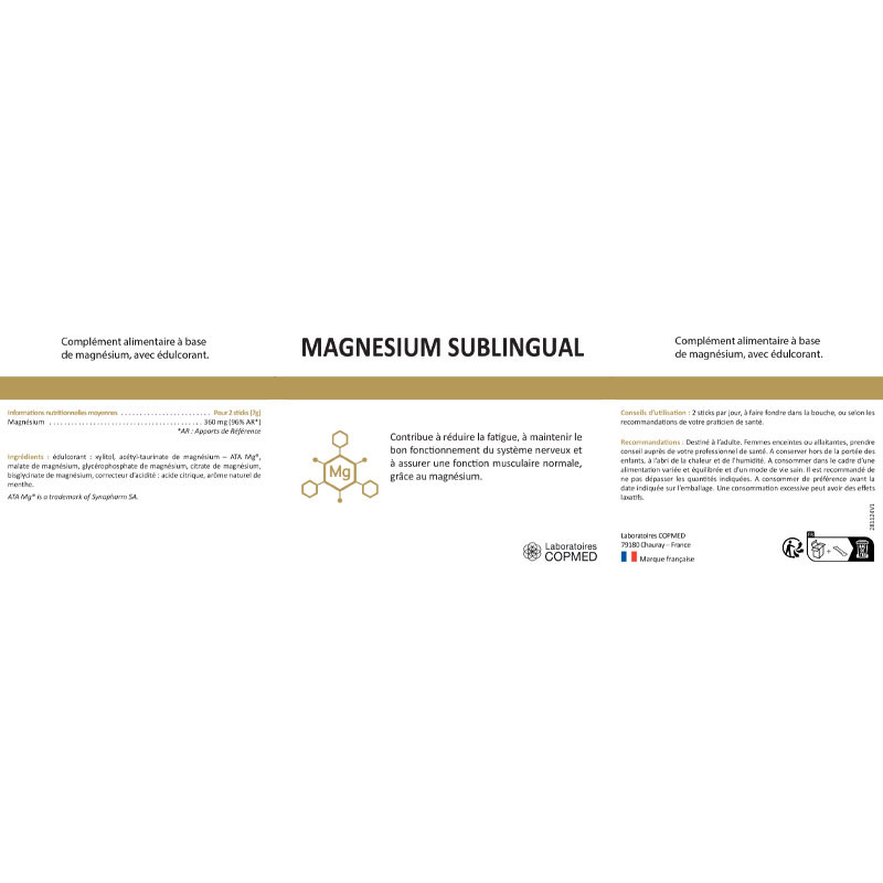 Étiquette Magnésium Sublingual Étiquette Magnésium Sublingual