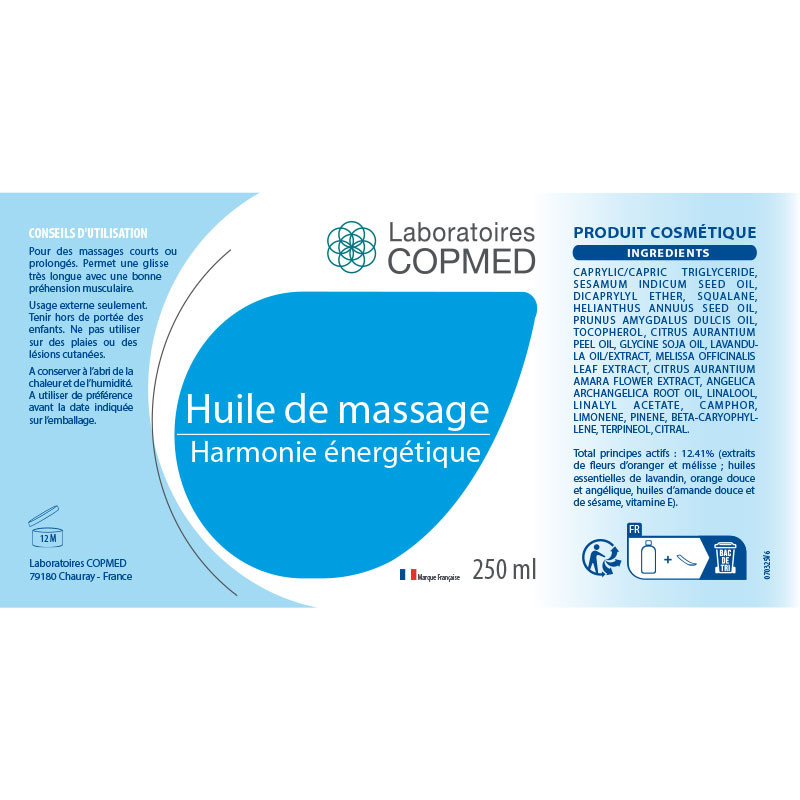 Huile de massage harmonie énergétique