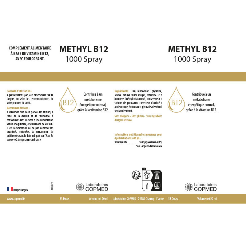 Étiquette METHYL B12 1000 SPRAY Étiquette METHYL B12 1000 SPRAY