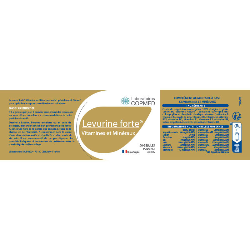 Étiquette Levurine forte® vitamines et minéraux Étiquette Levurine forte® vitamines et minéraux