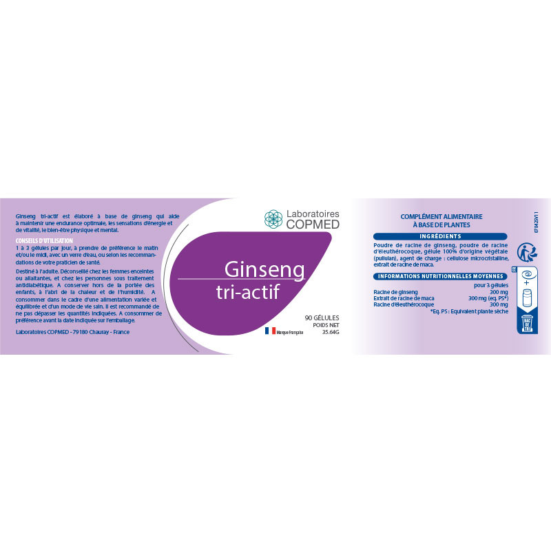 Étiquette Ginseng tri-actif Étiquette Ginseng tri-actif