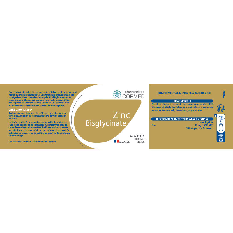 Étiquette Zinc bisglycinate Étiquette Zinc bisglycinate