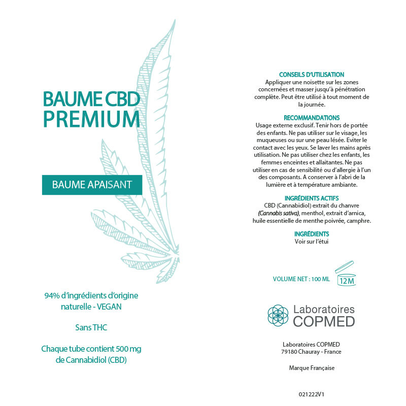 Étiquette baume CBD Premium Étiquette baume CBD Premium
