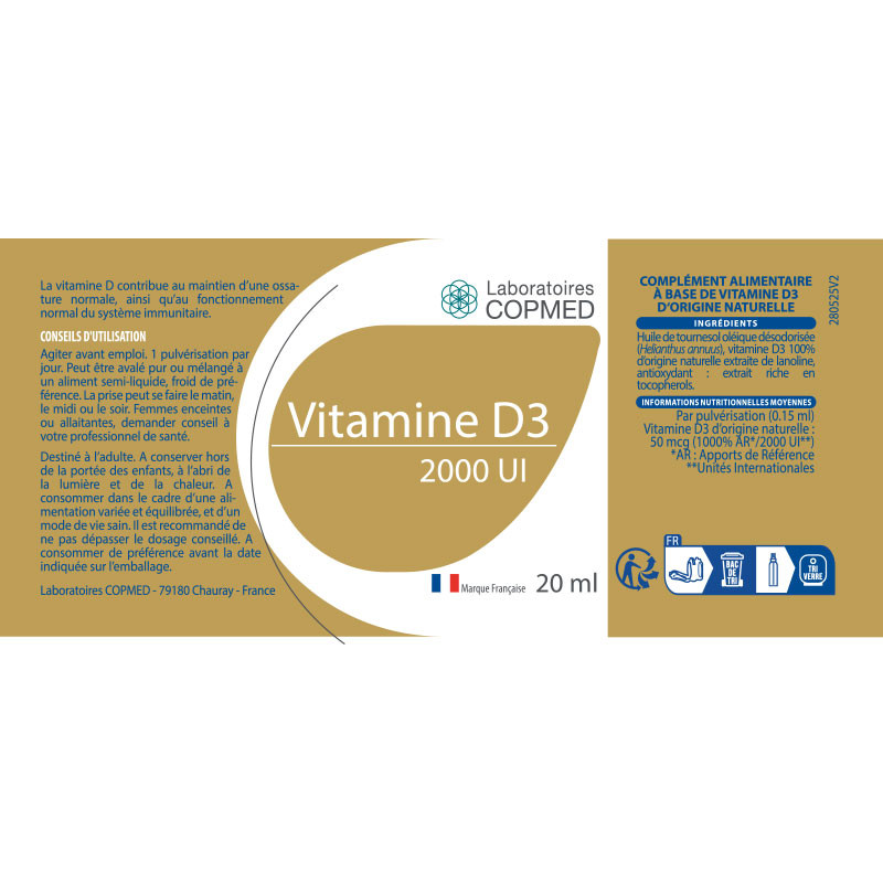 Étiquette Vitamine D3 2000 UI (EN SPRAY)