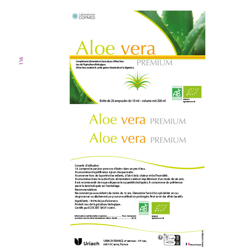 Étiquette Aloe vera premium