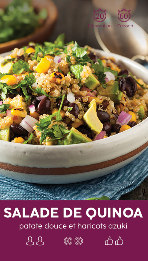 Salade de quinoa, patate douce et haricots azuki